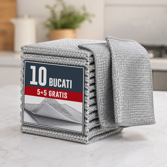 Laveta din Fibra Abraziva Pentru Vase (5+5 Gratis) img2